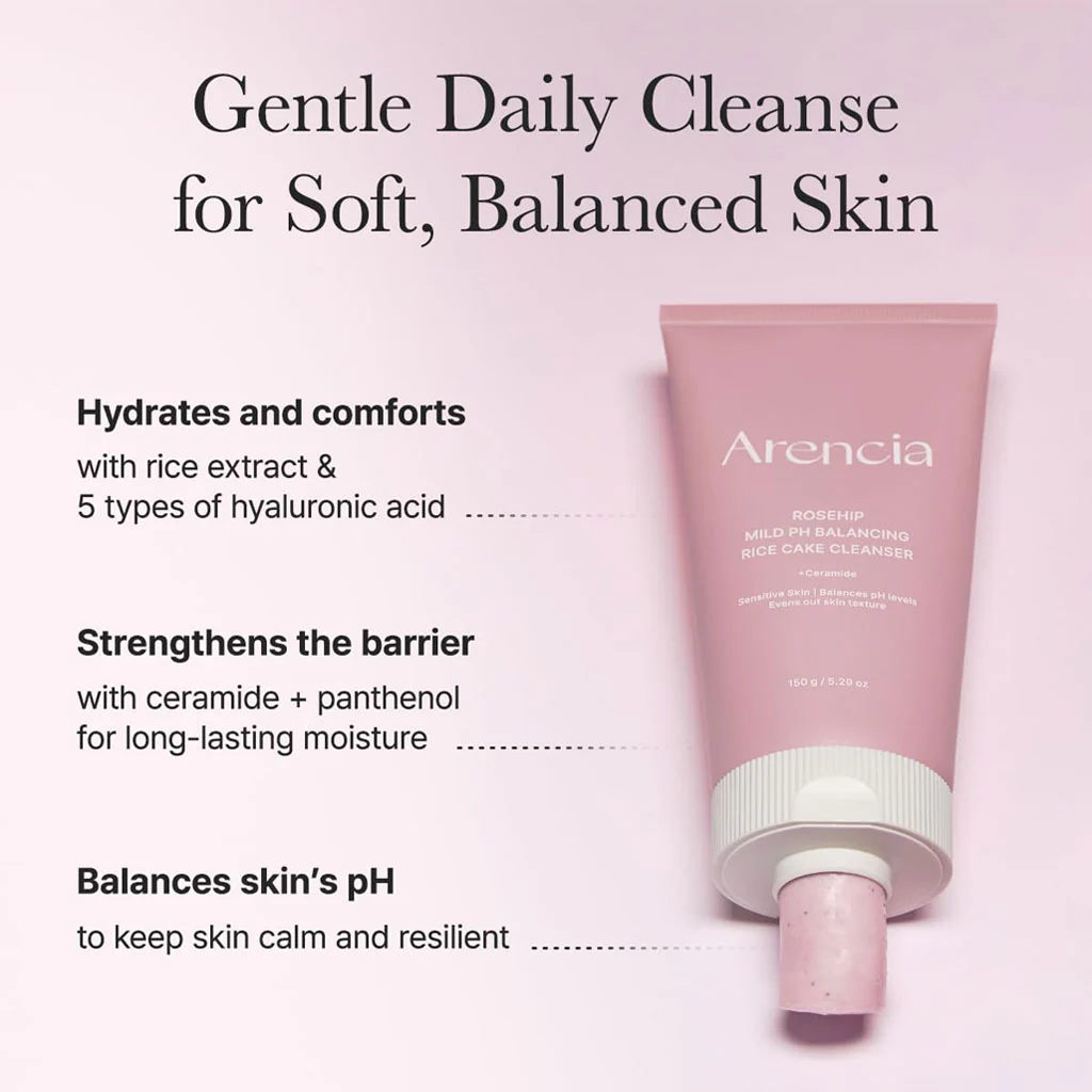 Rosehip Mild PH Balancing Rice Cake Cleanser (150g) - Image 3