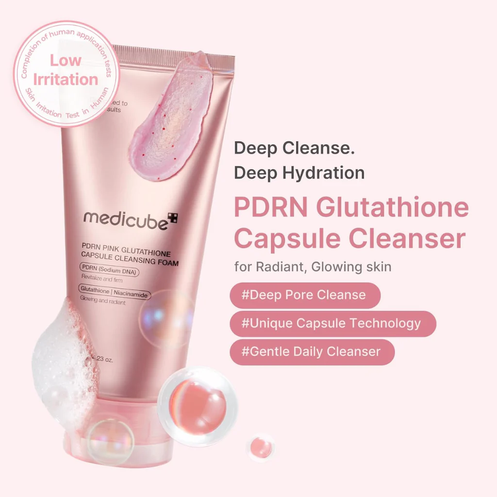 PDRN Pink Glutathione Capsule Cleansing Foam (120g) - Image 2