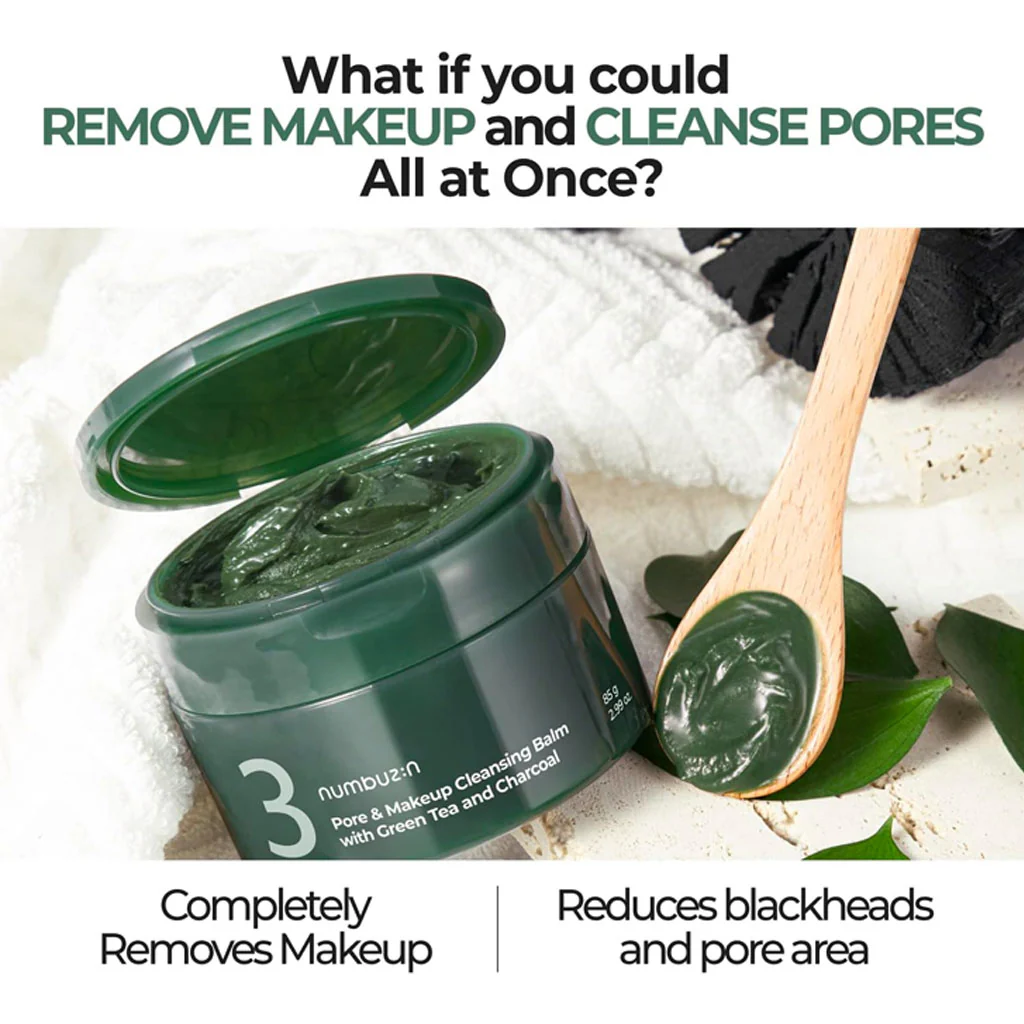 No.3 Pore & Makeup Cleansing Balm with Green Tea and Charcoal (85g) - Image 2